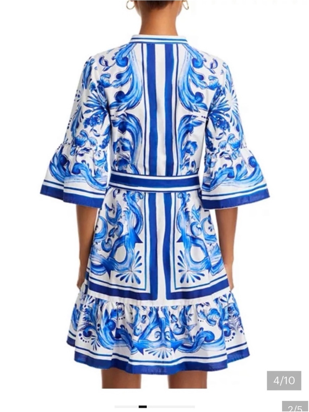 Farm Rio Garden Tiles Bell Sleeve Mini Dress - Picture 2 of 5